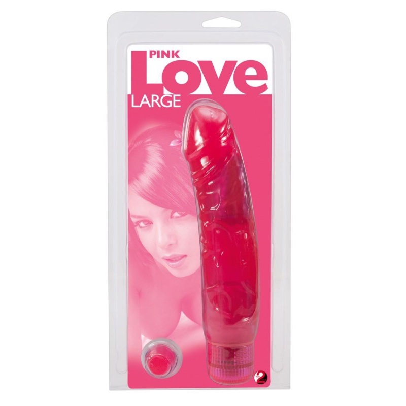 Wibrator Pink Love Large – elastyczny, realistyczne żyłkowanie, 22 cm - 1