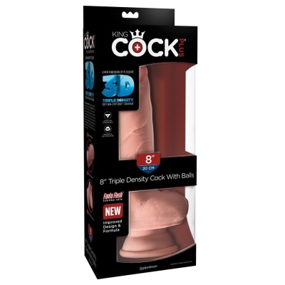 Dildo Triple Density Fat Cock with Balls 8" — TPE, twardy rdzeń i miękka powłoka, 24,1 cm - 1
