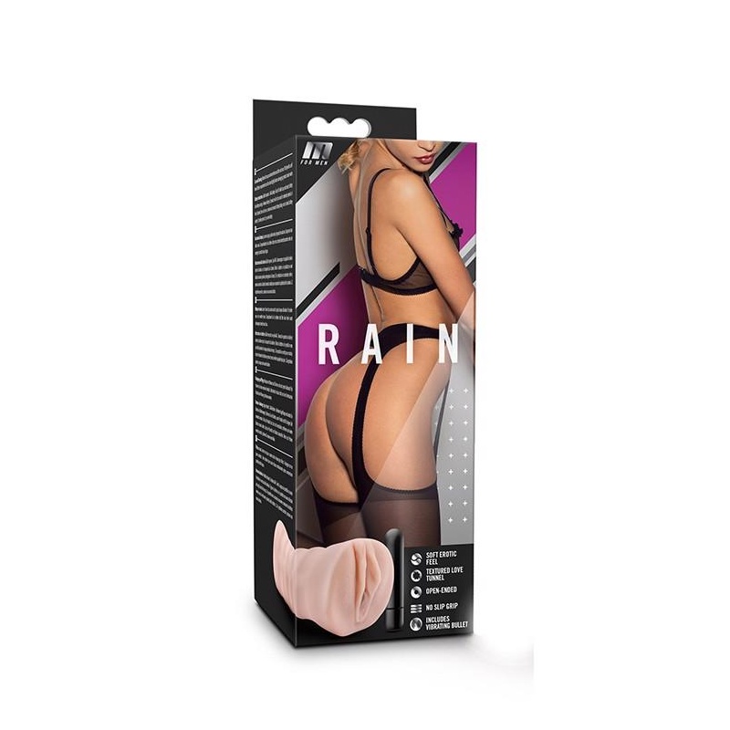 Masturbator M for Men Rain Vanilla - kanał żebrowany, TPE X5, otwarty korpus, 12,7 cm - 1