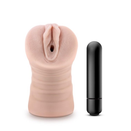 Masturbator M for Men Rain Vanilla - kanał żebrowany, TPE X5, otwarty korpus, 12,7 cm - 2