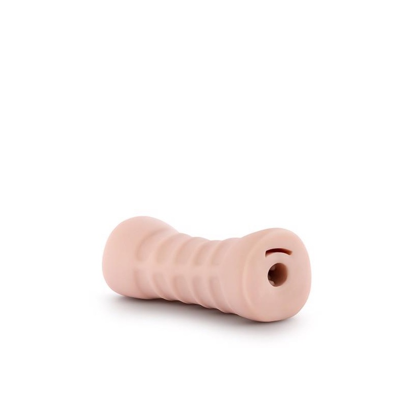 Masturbator M for Men Rain Vanilla - kanał żebrowany, TPE X5, otwarty korpus, 12,7 cm - 4