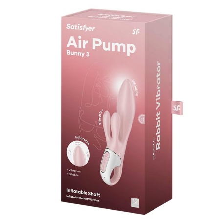 Wibrator-królik Air Pump Bunny 3 Rose - nadmuchiwany trzon +15 mm, długość całkowita 21,3 cm - 5