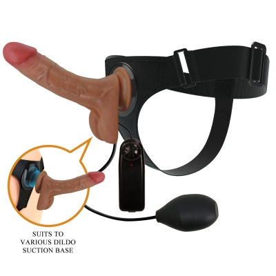 Dildo z uprzężą Oher z wibracją i funkcją squirting 15,5 cm - 1 2