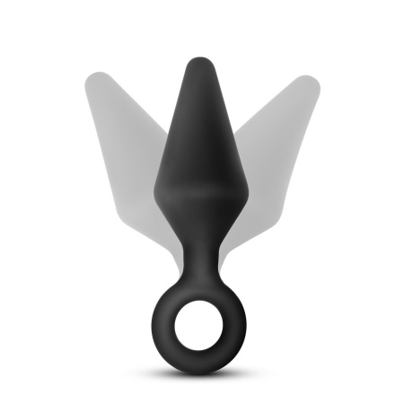 Zatyczka analna Silicone Loop Plug Medium Black - stożkowa, elastyczna, z pętlą, 11,4 cm - 2
