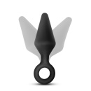 Zatyczka analna Silicone Loop Plug Medium Black - stożkowa, elastyczna, z pętlą, 11,4 cm - 2