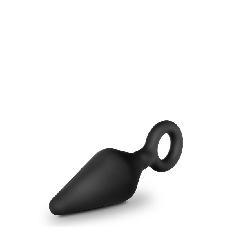 Zatyczka analna Silicone Loop Plug Medium Black - stożkowa, elastyczna, z pętlą, 11,4 cm - 3