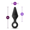 Zatyczka analna Silicone Loop Plug Medium Black - stożkowa, elastyczna, z pętlą, 11,4 cm - 4