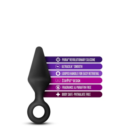 Zatyczka analna Silicone Loop Plug Medium Black - stożkowa, elastyczna, z pętlą, 11,4 cm - 5