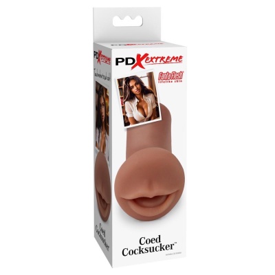 Masturbator ustny Coed Cocksucker Brown – realistyczne usta z TPR Fanta Flesh, długość 12,7 cm, głębokość wkłucia 9,8 cm - 1