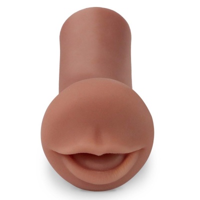 Masturbator ustny Coed Cocksucker Brown – realistyczne usta z TPR Fanta Flesh, długość 12,7 cm, głębokość wkłucia 9,8 cm - 1 2