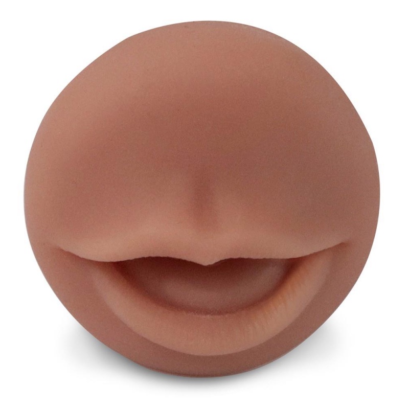 Masturbator ustny Coed Cocksucker Brown – realistyczne usta z TPR Fanta Flesh, długość 12,7 cm, głębokość wkłucia 9,8 cm - 4