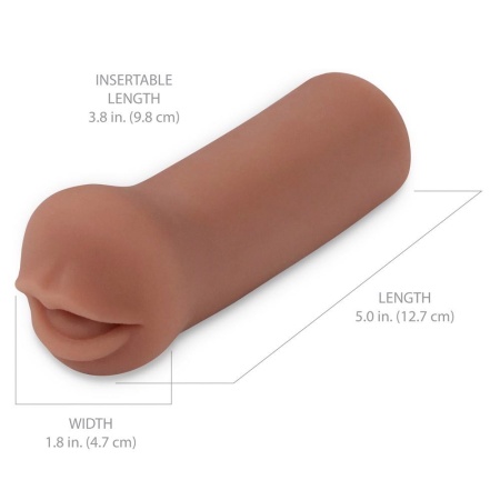 Masturbator ustny Coed Cocksucker Brown – realistyczne usta z TPR Fanta Flesh, długość 12,7 cm, głębokość wkłucia 9,8 cm - 5
