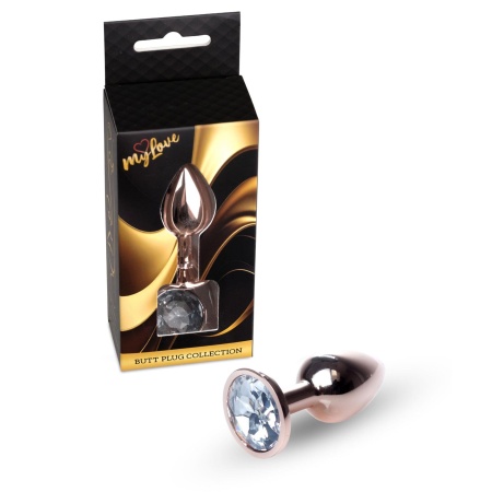 Korek analny Jewellery Red Gold Plug - stal nierdzewna, kryształ w podstawie, dł. 7 cm, śr. 2,7 cm - 7