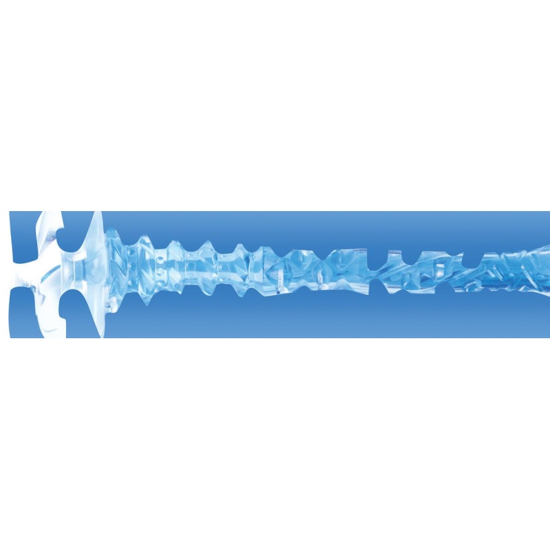 Turbo Thrust Blue Ice - przezroczysty masturbator z potrójnym wejściem, obudowa ok. 25 cm, wkładka użytkowa ok. 21,5 cm - 2