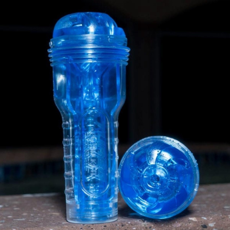 Turbo Thrust Blue Ice - przezroczysty masturbator z potrójnym wejściem, obudowa ok. 25 cm, wkładka użytkowa ok. 21,5 cm - 3