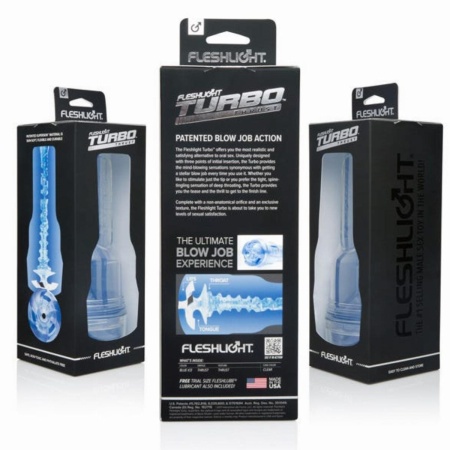 Turbo Thrust Blue Ice - przezroczysty masturbator z potrójnym wejściem, obudowa ok. 25 cm, wkładka użytkowa ok. 21,5 cm - 4
