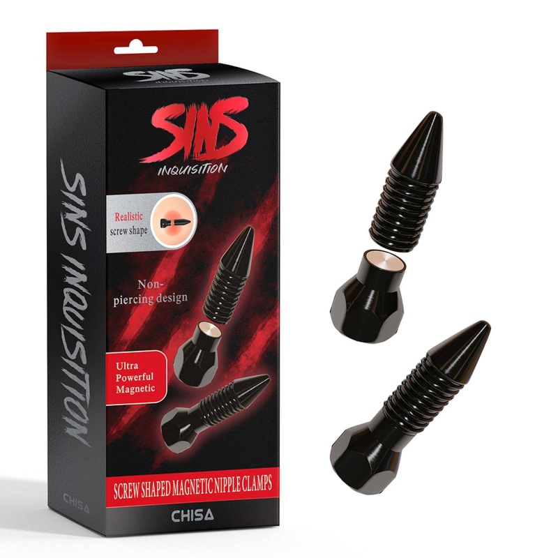 Klipsy na sutki magnetyczne Screw Shaped - stop aluminium, bez przekłuwania, 4,2 x 1,3 cm - 1