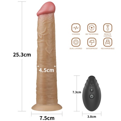Wibrator rotacyjny 10 cali (25,4 cm) z dwuwarstwowego silikonu platynowego - 1 2