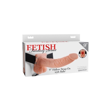 FETISH FANTASY SERIES 9 INCH HOLLOW STRAP-ON WITH BALLS LIGHT - 4