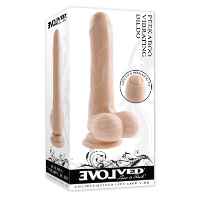 EVOLVED PEEK A BOO VIBRATING DILDO 8 INCH LIGHT - 1