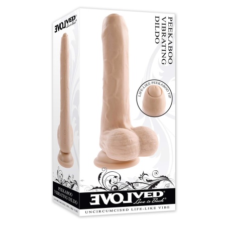 EVOLVED PEEK A BOO VIBRATING DILDO 8 INCH LIGHT - 1