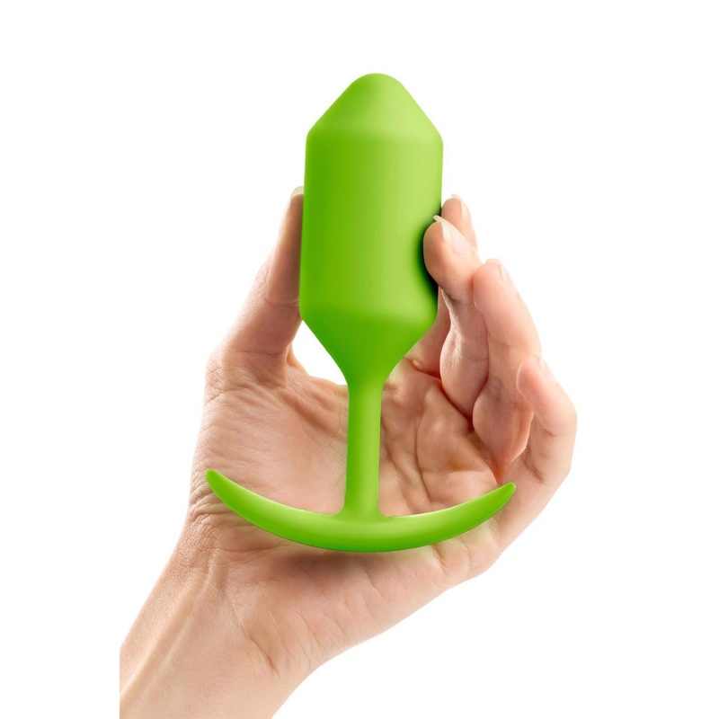 Korek analny obciążony Snug Plug 3 Lime - silikon medyczny, średnica 3,6 cm - 4