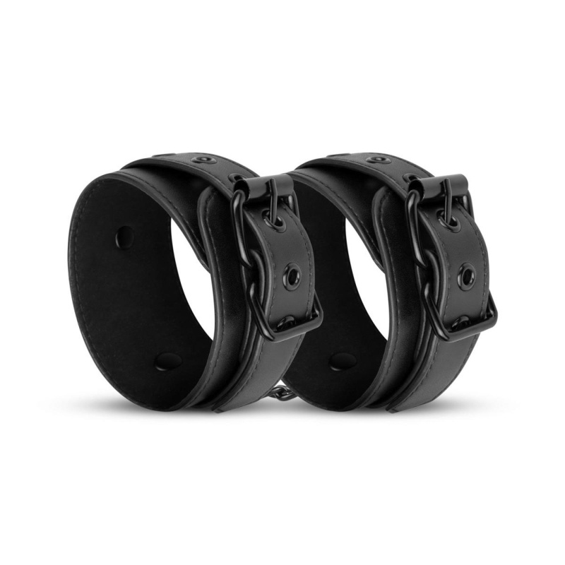 Bedroom Fantasies - Faux Leather Handcuffs Black - 7