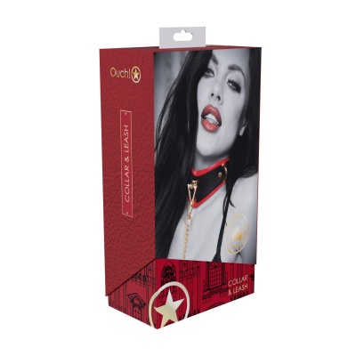 Milan Collection - Collar with Leash - Black/Red - 1 2