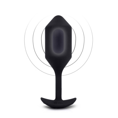 Korek analny wibrujący B-Vibe Vibrating Snug Plug 4 Black - obciążony 247 g, średnica 4,3 cm, długość 14,9 cm - 1 2