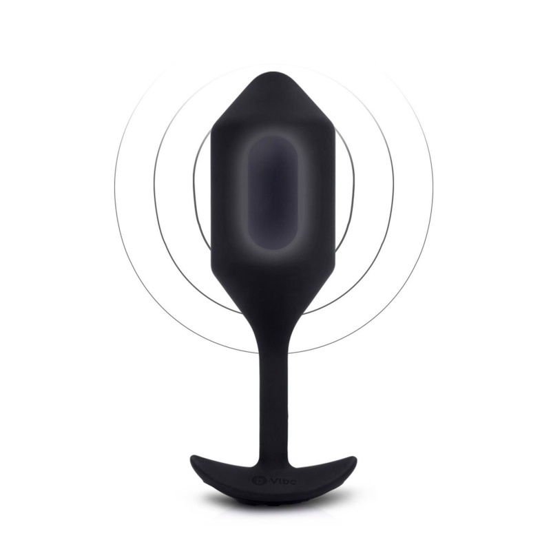 Korek analny wibrujący B-Vibe Vibrating Snug Plug 4 Black - obciążony 247 g, średnica 4,3 cm, długość 14,9 cm - 2