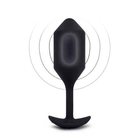 Korek analny wibrujący B-Vibe Vibrating Snug Plug 4 Black - obciążony 247 g, średnica 4,3 cm, długość 14,9 cm - 2