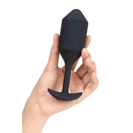 Korek analny wibrujący B-Vibe Vibrating Snug Plug 4 Black - obciążony 247 g, średnica 4,3 cm, długość 14,9 cm - 3