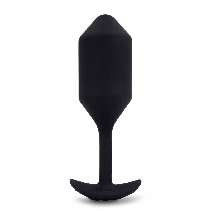 Korek analny wibrujący B-Vibe Vibrating Snug Plug 4 Black - obciążony 247 g, średnica 4,3 cm, długość 14,9 cm - 4