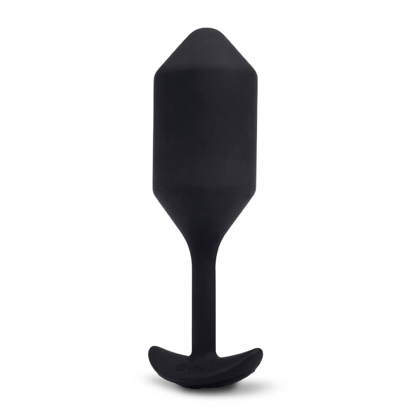 Korek analny wibrujący B-Vibe Vibrating Snug Plug 4 Black - obciążony 247 g, średnica 4,3 cm, długość 14,9 cm - 5