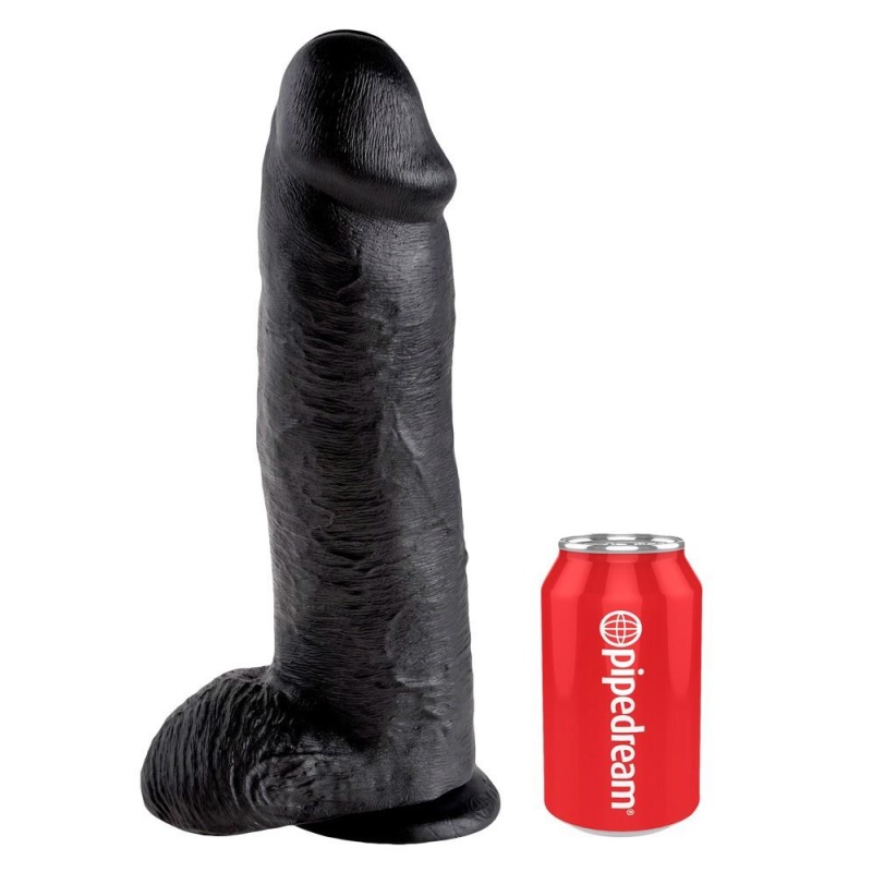 Dildo 12 inch Balls Black z przyssawką i jądrami, 30,5 cm - 2