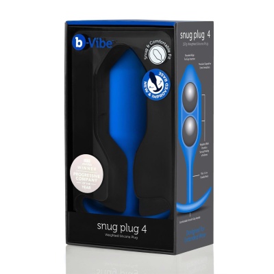 Wtyczka analna b-Vibe Snug Plug 4 Navy - obciążona wewnętrznymi kulkami, długość 13,3 cm, średnica 4,4 cm - 1