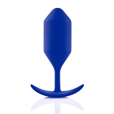 Wtyczka analna b-Vibe Snug Plug 4 Navy - obciążona wewnętrznymi kulkami, długość 13,3 cm, średnica 4,4 cm - 1 2