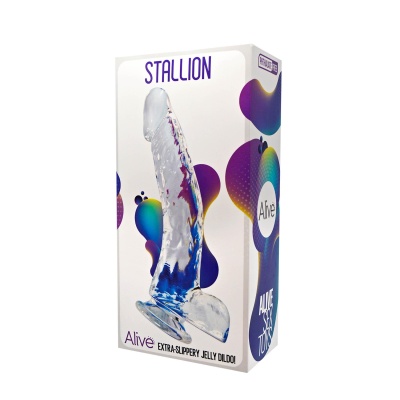 Stallion Jelly Dildo – przezroczysty dildo żelowy, 22 cm długości, 3,5 cm średnicy - 1 2