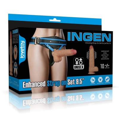 Zestaw strap-on z wibratorem Vibrating Enhanced 9.5'' (24 cm) - rozmiar L/XL/2XL (pas do 100 cm) - 1