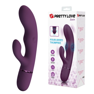 Wibrator króliczek Zach Purple - 5 trybów wibracji, czterokierunkowa pulsacja, długość 20 cm - 1