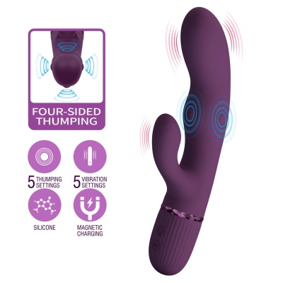 Wibrator króliczek Zach Purple - 5 trybów wibracji, czterokierunkowa pulsacja, długość 20 cm - 1 2