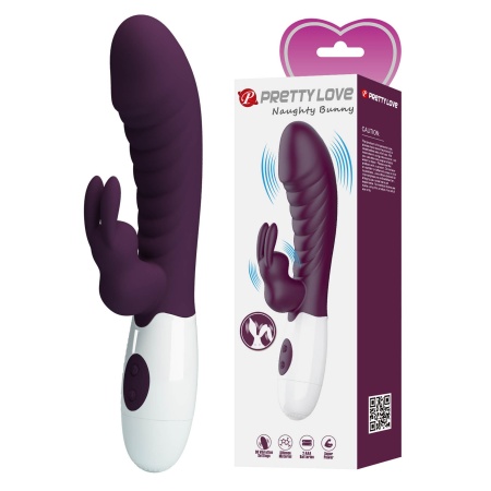 Wibrator Naughty Bunny - podwójna stymulacja, 30 funkcji, 20 cm - 1