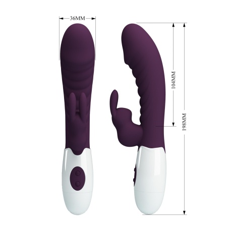 Wibrator Naughty Bunny - podwójna stymulacja, 30 funkcji, 20 cm - 8
