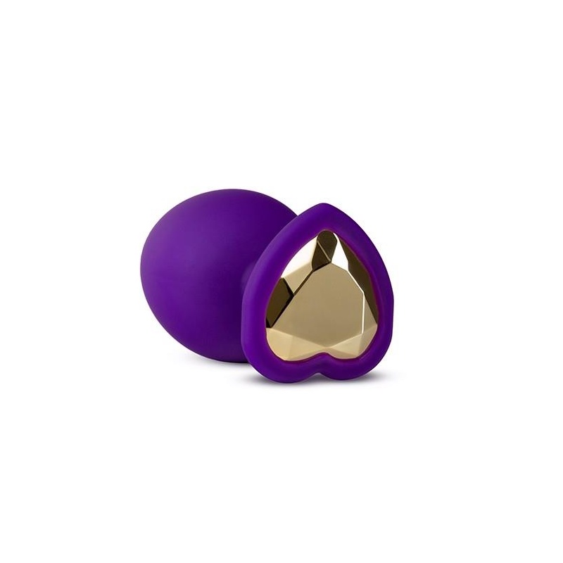 Korek analny Temptasia Bling Plug Small Purple - silikon medyczny, zwężana końcówka, podstawa w kształcie serca z kryształem, dł - 3