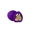 Korek analny Temptasia Bling Plug Small Purple - silikon medyczny, zwężana końcówka, podstawa w kształcie serca z kryształem, dł - 3