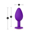 Korek analny Temptasia Bling Plug Small Purple - silikon medyczny, zwężana końcówka, podstawa w kształcie serca z kryształem, dł - 4