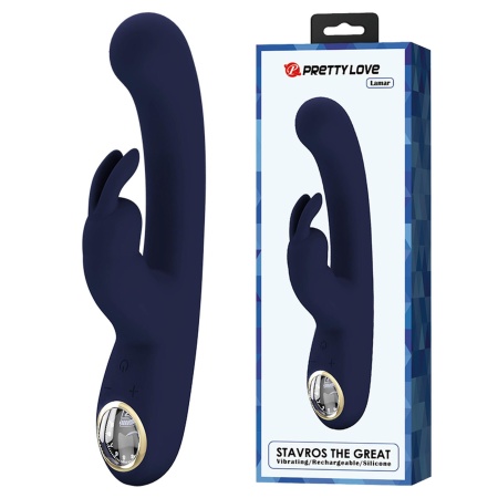 Wibrator króliczek Lamar Blue - dwustrefowa stymulacja punktu G i łechtaczki, 22 cm - 1