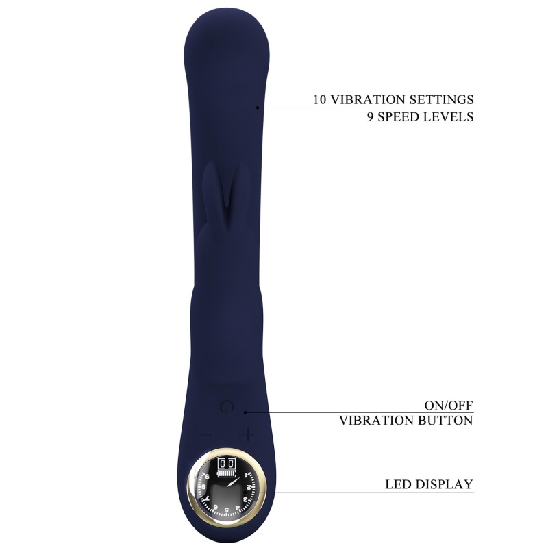 Wibrator króliczek Lamar Blue - dwustrefowa stymulacja punktu G i łechtaczki, 22 cm - 10