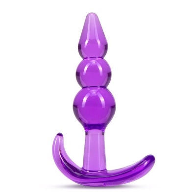 Korek analny Triple Bead - trzykulowy TPE z podstawą kotwiczącą, 9,5 cm - 1 2