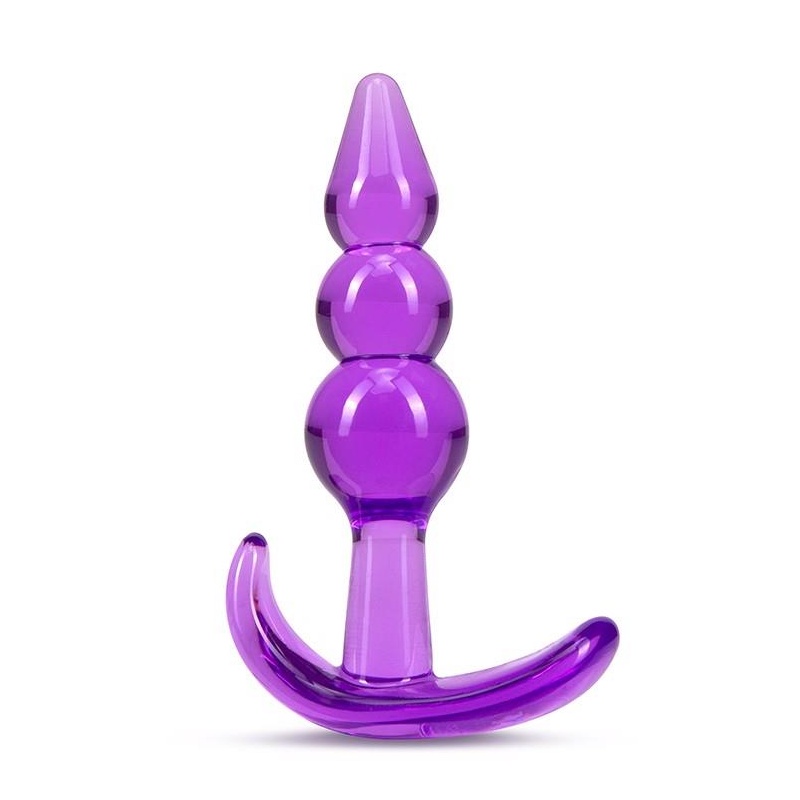 Korek analny Triple Bead - trzykulowy TPE z podstawą kotwiczącą, 9,5 cm - 2